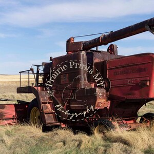 Massey Ferguson Combine Canvas Print  Vintage Farm Machinery Art Rustic Decor