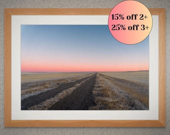 Evening Stretch - Montana Prairie Road at Sunset - Unframed Print