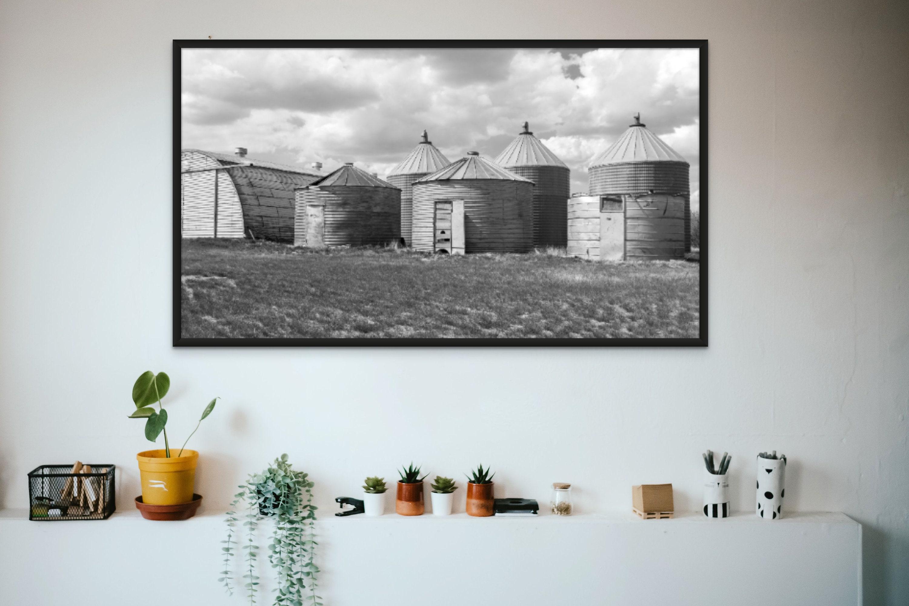 12x24 inches - Steel Sentinels - Rustic Farm Photography Print of Montana Grain Bins - Thumbnail 2