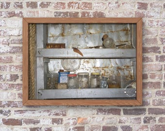 Vintage Jars, Bottles, and Cans, Rustic Wall Art Print, Farmhouse Decor - Unframed Print