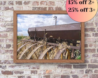 Unframed Photo Print - Vintage Grain Drill Wall Art: Rustic Farmhouse Decor Print
