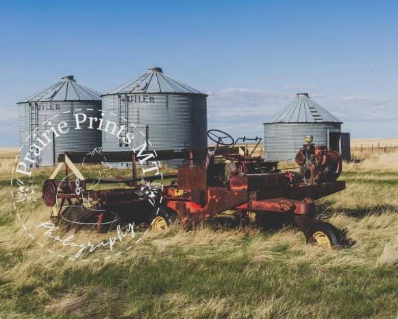 Framed Red Swather & Butler Bins Print – 10x15 Rural Montana Wall Art for Farmhouse, Rustic Entryway, Barn, or Country Home Decor - montana - Thumbnail 6