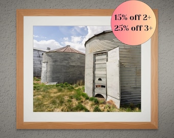 Unframed Photo Print - Rustic Grain Bin Wall Art – Montana Farm Photography – Prairie Landscape Print