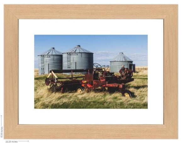 Framed Red Swather & Butler Bins Print – 10x15 Rural Montana Wall Art for Farmhouse, Rustic Entryway, Barn, or Country Home Decor - montana - Thumbnail 7