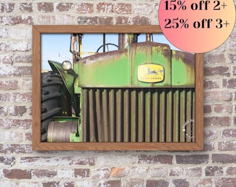 Unframed Photo Print - John Deere Tractor Photograph – Farm Machinery Print – Rustic Americana Decor