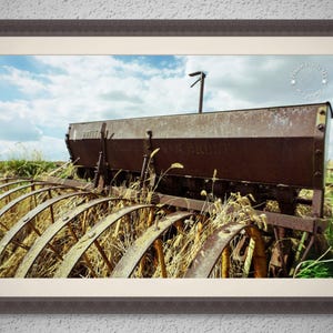 Vintage Grain Drill Wall Art: Rustic Farmhouse Decor Print - Unframed Print