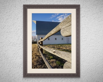 Unframed Photo Print - Line to the Past - Rustic Fence & Barn Print