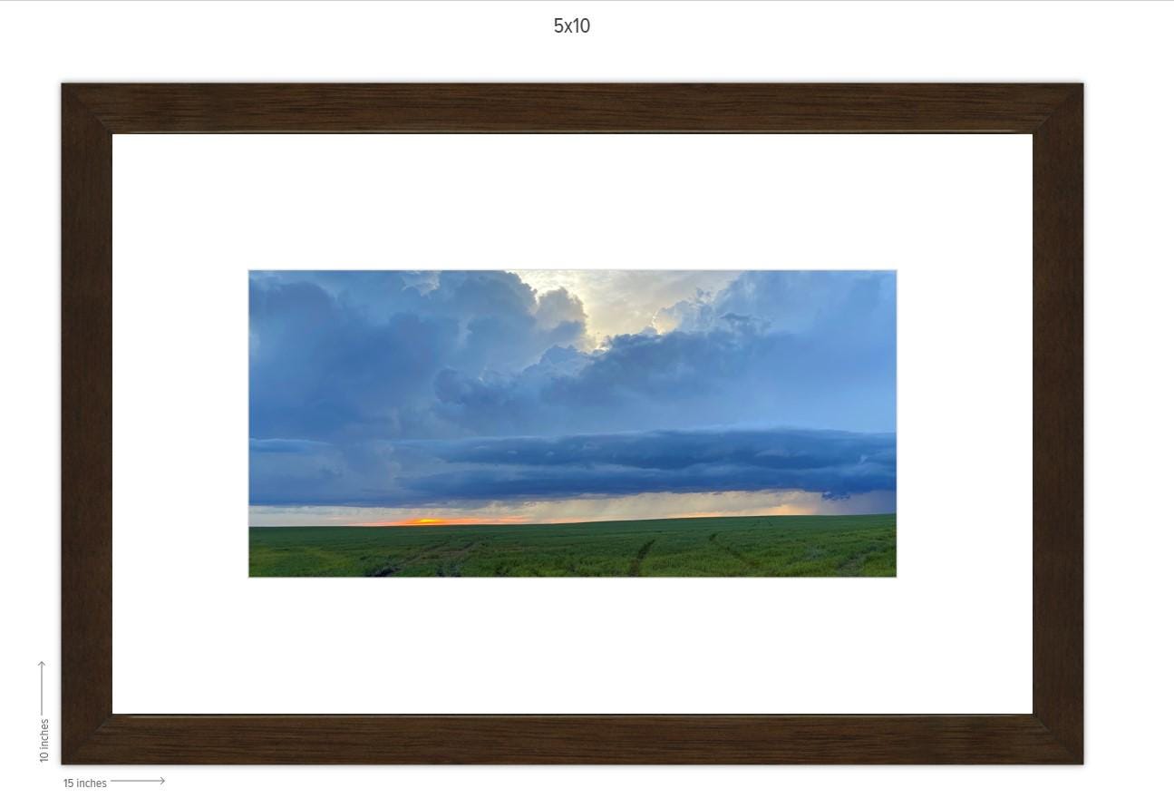 Framed Print 5x10 - Thunder Over Wheat - Montana Prairie Storm Print