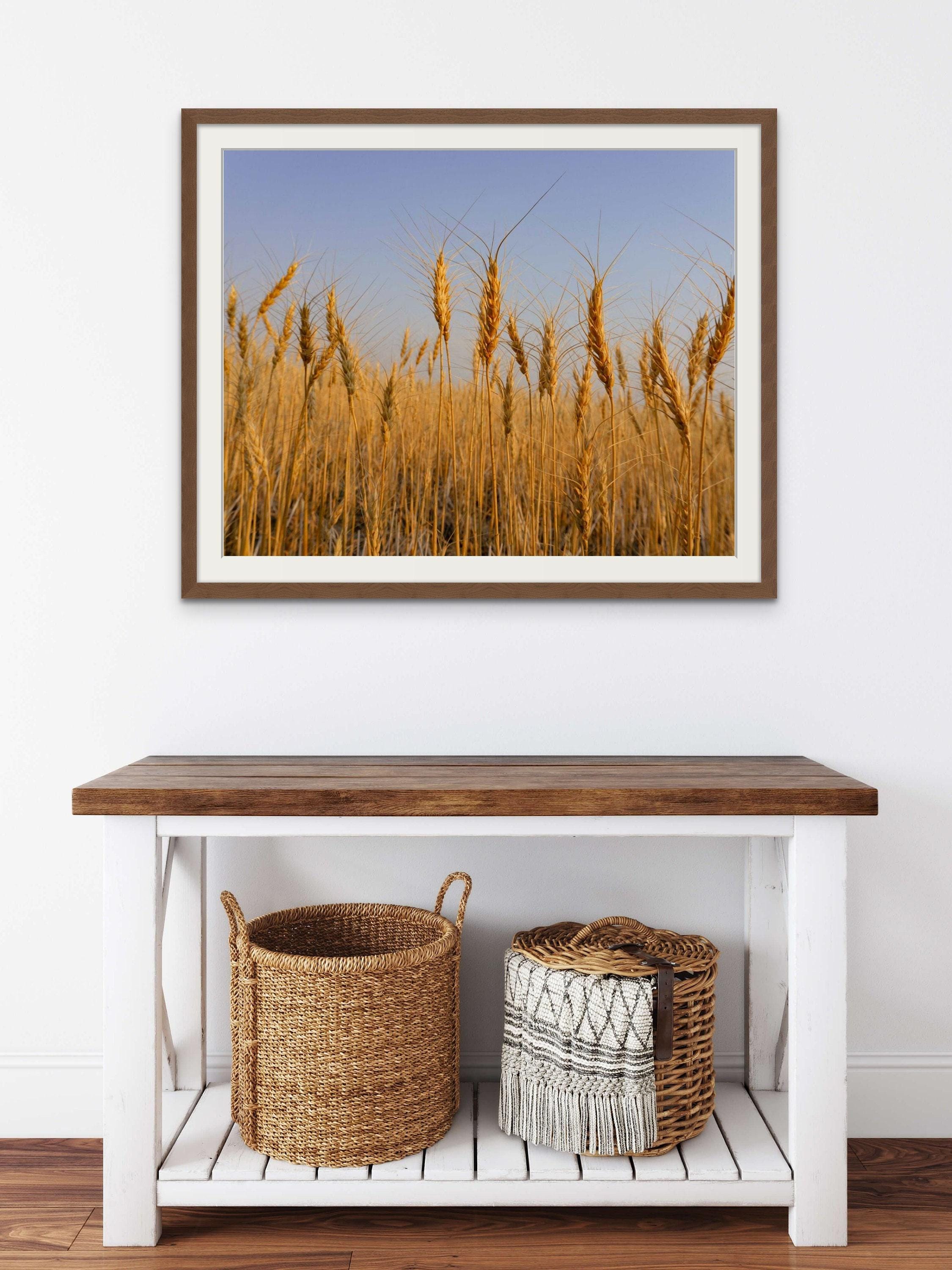 Golden Wheat Field Wall Art - Rustic Farmhouse Landscape Print for Country Style Decor - Farmhouse Decor, Rustic Photo Print, Wal Art Canvas