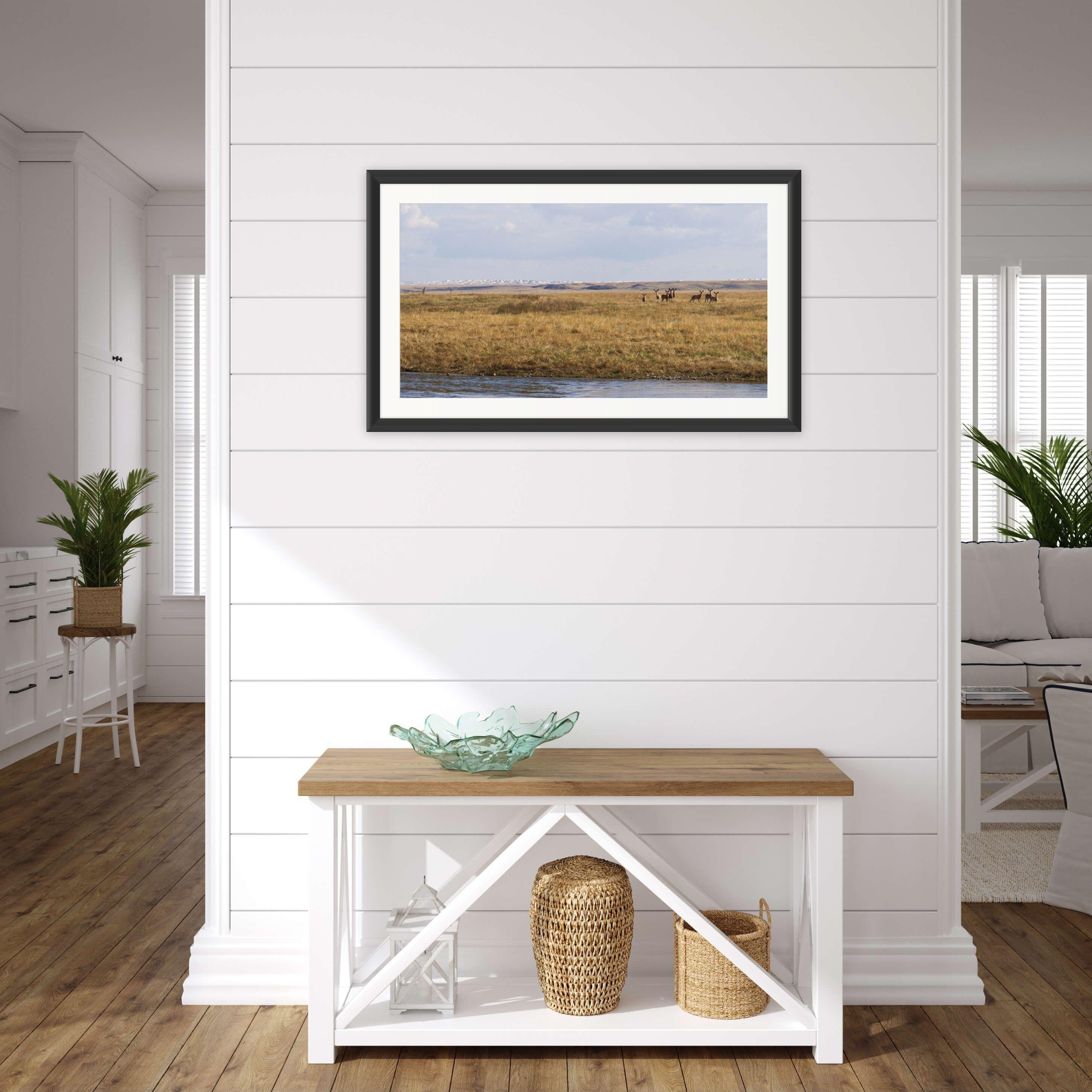 10x20 inches - Mule Deer by River - Montana Landscape Photography Nature Wall Art Print - Thumbnail 2