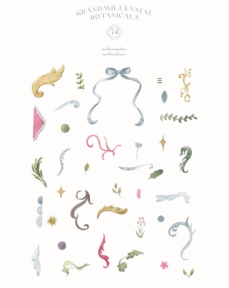 A delicate watercolor clipart collection of grandmillennial-style botanical illustrations featuring vintage flowers, ornamental frames, retro backgrounds, and coquette decorative elements in preppy pastel colors — ideal for invitations, feminine branding, journaling, or scrapbooking. grandmillennial art, coquette clipart, preppy flowers, vintage florals, botanical frame, aesthetic clipart, romantic borders, cottagecore diy, floral paper, floral clipart, coquette aesthetic, grandmillennial style,