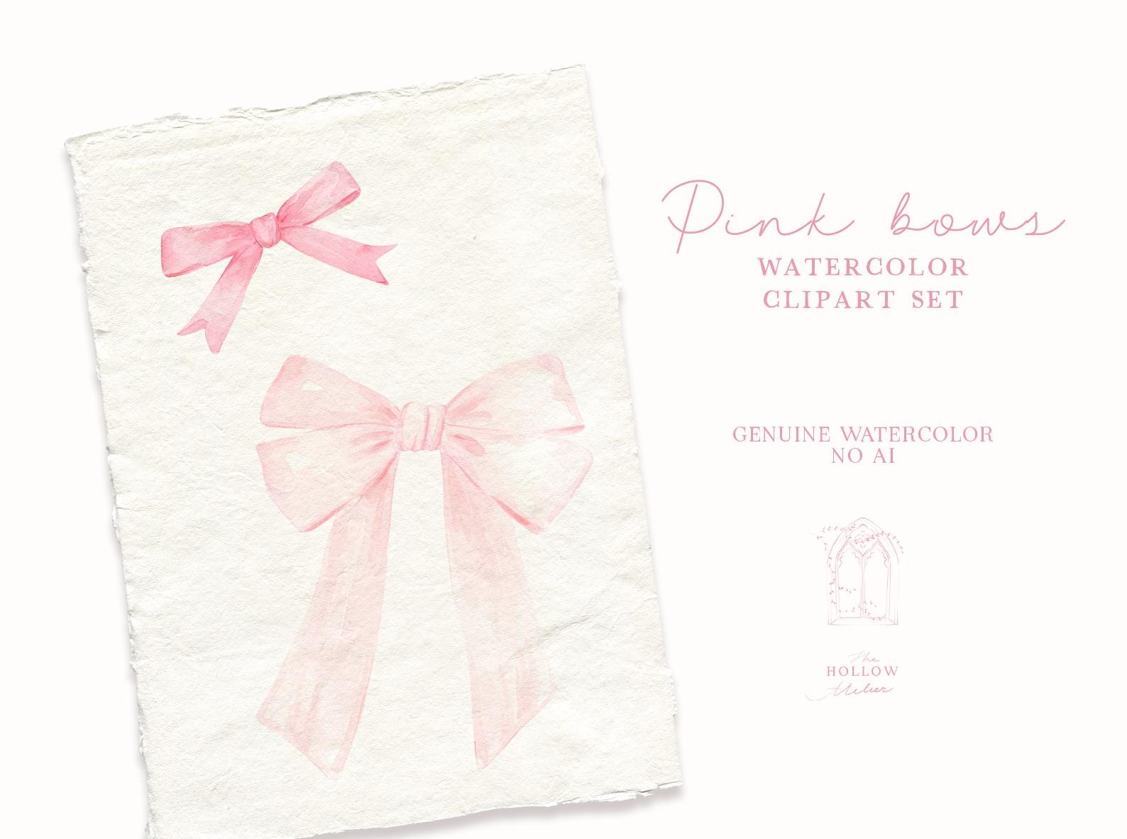 Pink Bows Watercolor Clipart | Coquette Ribbon PNG | Preppy Girly Bow ...