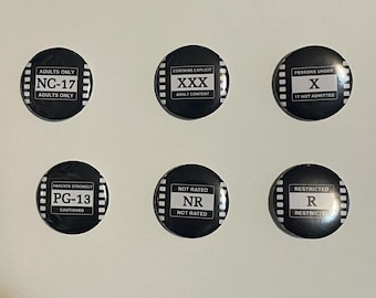 Retro Film Movie Ratings Buttons Vintage Inspired