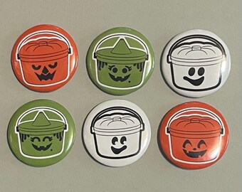 Retro Halloween Boo Bucket Buttons Happy Meal Vintage Inspired