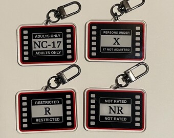 Retro Film Movie Ratings Keychains / Charms