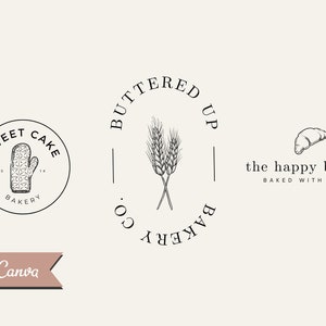 PreMade Bakery Logo Design (MULTIPLE), Bakery Branding; Vintage Bakery Logo; Simple Logo; Hand Drawn Bakery Logo