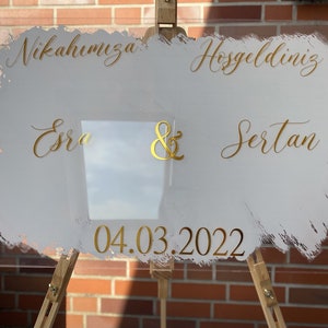 Sticker for welcome sign reception board personalized Wedding Söz Nisan Wedding Engagement Entrance Plaque with white background image 1