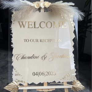 Willkommenstafel Empfangstafel Willkommensschild Tafel für jeden Anlass Welcome Acrylschild Hochzeitsschild in allen Sprachen Bild 2