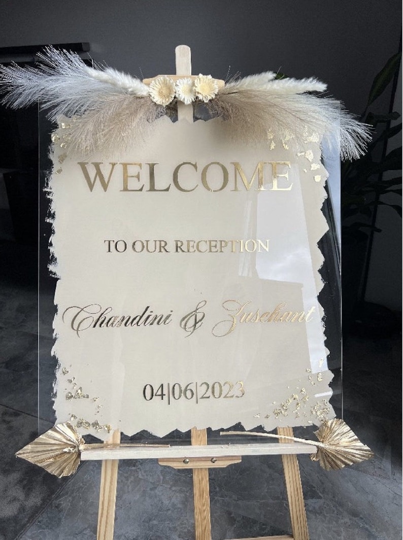 Willkommenstafel Empfangstafel Willkommensschild Tafel für jeden Anlass Welcome Acrylschild Hochzeitsschild in allen Sprachen Bild 2