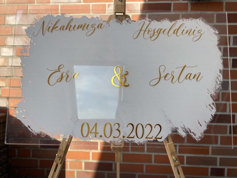 Sticker for welcome sign reception board personalized Wedding Söz Nisan Wedding Engagement Entrance Plaque with white background image 1