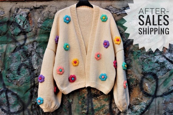 Flower Knit Cardigan Oversized Picnic 