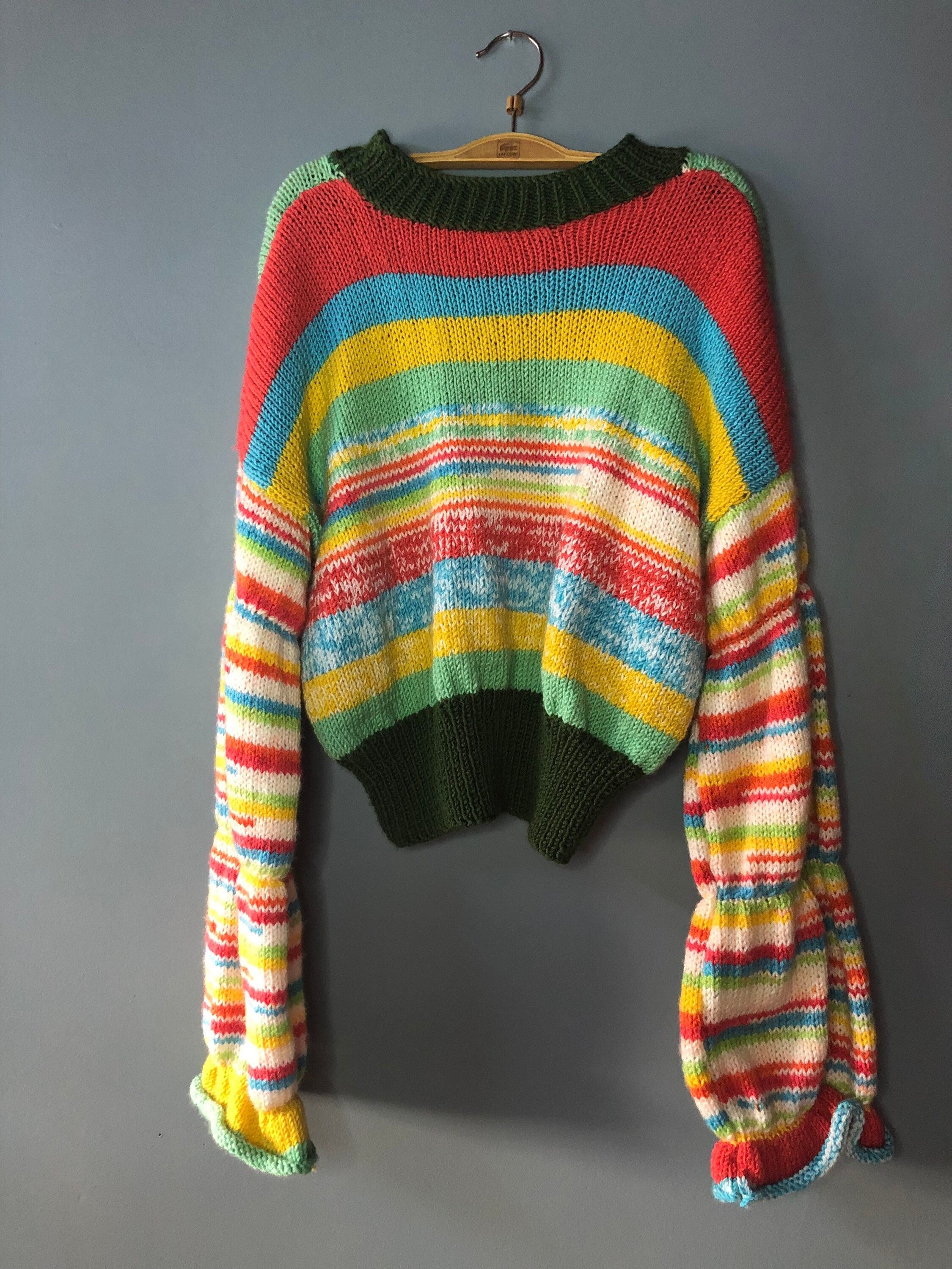 Colorful Striped Sweater | Turtleneck Crochet Ladies Pullover