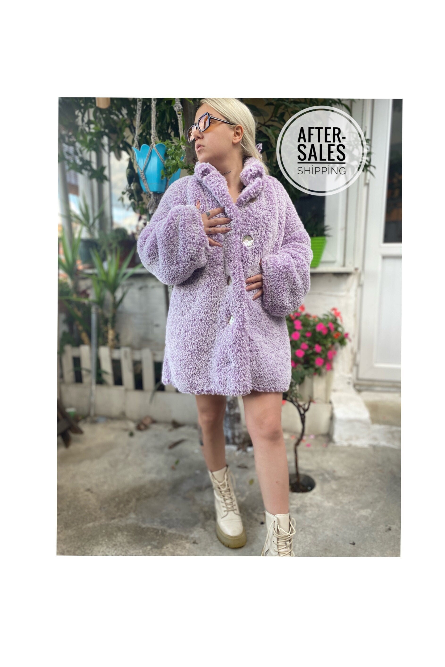 Lilac fluffy jacket hot sale