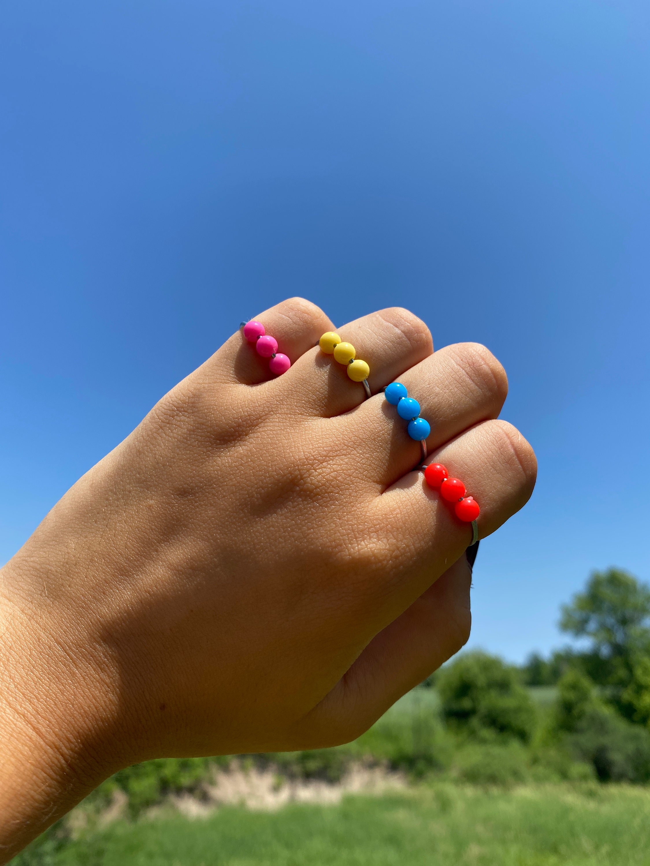 Set of 4 colourful anxiety rings anxiety ring dainty Etsy