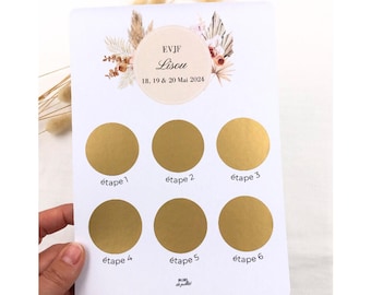 EVJF program in the form of a scratch card, customizable EVJF schedule, future bride, bachelorette party, EVJF entertainment