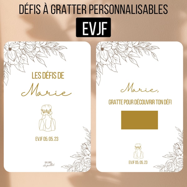 Défis EVJF personnalisables sous forme de cartes à gratter / Gages EVJF /Enterrement de vie de jeune fille / jeux EVJF / idée evjf drôle