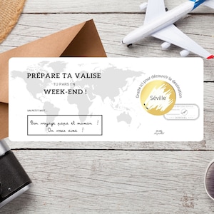 Customizable boarding pass scratch card, surprise trip, voucher in the form of a boarding pass, travel, weekend gift card