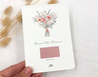 Cadeau Fête des Mères sous forme de carte à gratter personnalisable, Cadeau surprise, annonce grossesse, bon pour à gratter, demande mariage