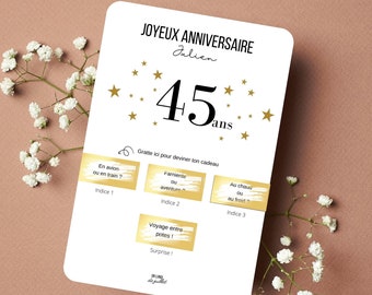 Customizable birthday card, scratch-off birthday card, pregnancy announcement, civil partnership announcement, marriage proposal, surprise gift, voucher for
