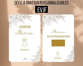 Défis EVJF personnalisables sous forme de cartes à gratter / Gages EVJF /Enterrement de vie de jeune fille / jeux EVJF / idée evjf drôle