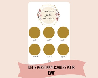 Jeux amusants pour enterrement vie de jeune fille, défis EVJF personnalisables sous forme de carte à gratter, EVJF élégant, animation EVJF