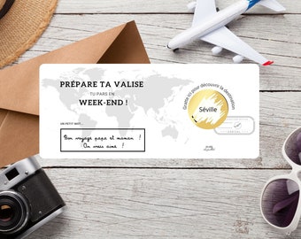 Carte à gratter boarding pass personnalisable, voyage surprise, bon pour sous forme de carte d'embarquement, voyage, carte cadeau week-end