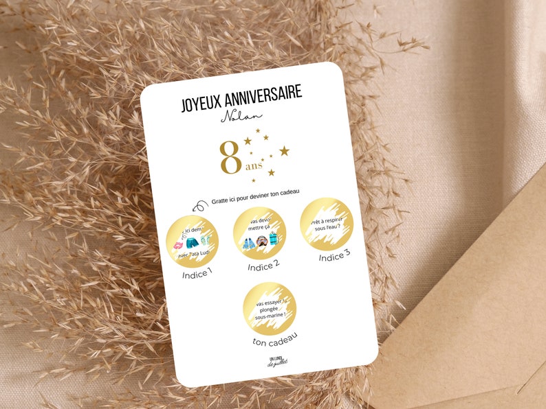 Scratch off birthday card | Customizable card | gift voucher | personalized birthday | good for | pretty gift card | announcement idea image 6
