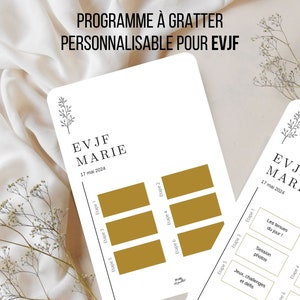 EVJF-Programm in Form einer anpassbaren Rubbelkarte für die zukünftige Braut, eines Junggesellenabschieds, eines personalisierten Junggesellenabschiedsgeschenks