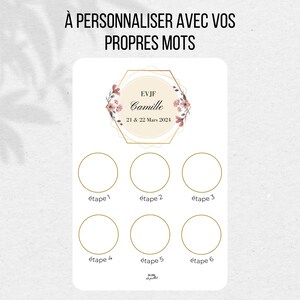Carte itinéraire pour EVJF, programme EVJF, carte à gratter personnalisable, future mariée, enterrement vie de jeune fille, animation evjf image 2
