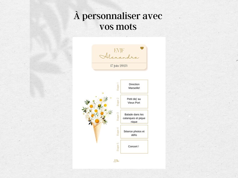 Carte à gratter pour EVJF, programme EVJF, carte personnalisable, future mariée, enterrement de vie de jeune fille, animation evjf image 3