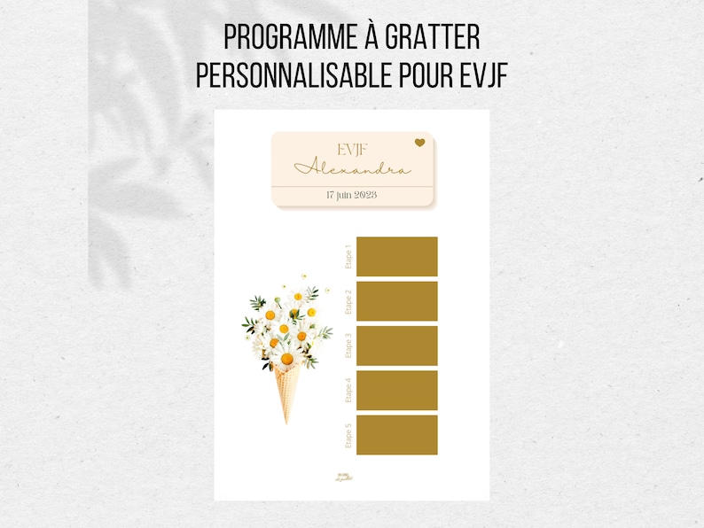 Carte à gratter pour EVJF, programme EVJF, carte personnalisable, future mariée, enterrement de vie de jeune fille, animation evjf image 2