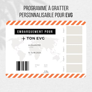 Carte à gratter pour EVG, programme EVG, carte personnalisable, futur marié, cadeau enterrement de vie de garçon, animation evg