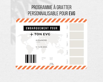 Carte à gratter pour EVG, programme EVG, carte personnalisable, futur marié, cadeau enterrement de vie de garçon, animation evg