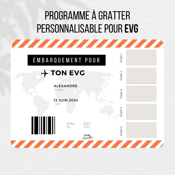 Carte à gratter pour EVG, programme EVG, carte personnalisable, futur marié, cadeau enterrement de vie de garçon, animation evg