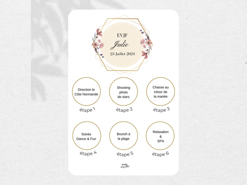 Carte itinéraire pour EVJF, programme EVJF, carte à gratter personnalisable, future mariée, enterrement vie de jeune fille, animation evjf image 8