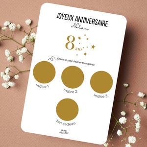 Carte anniversaire à gratter | Carte personnalisable | bon cadeau | anniversaire personnalisé | bon pour | jolie carte cadeau | idée annonce