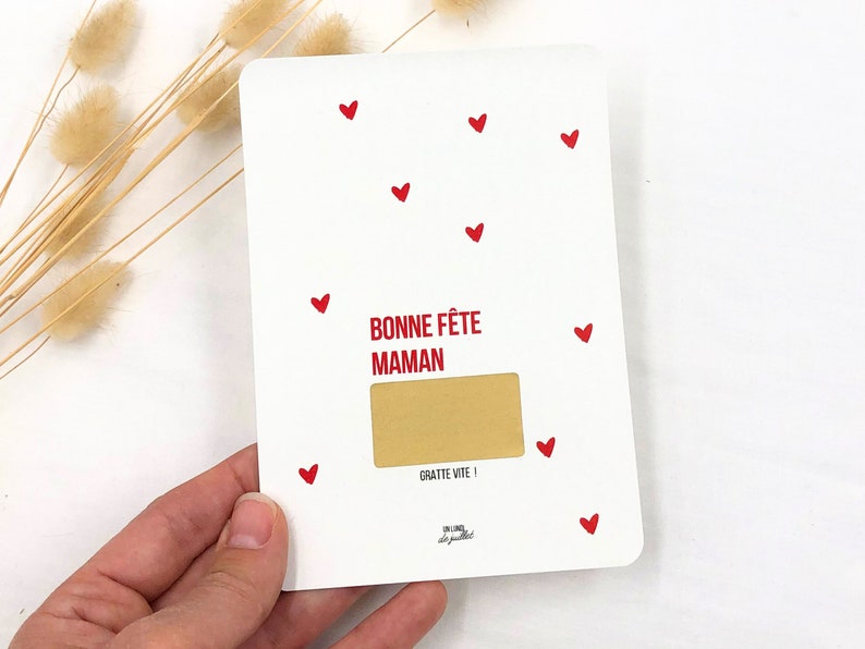 Carte à gratter Fête des Mères personnalisable, Cadeau surprise maman, annonce grossesse, bon pour, demande mariage, Bonne Fête Maman image 1