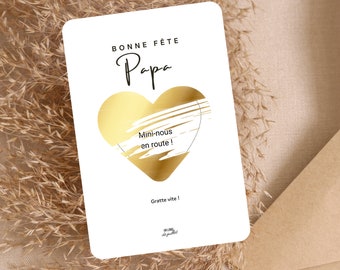 Fête des Pères, Carte à gratter personnalisable, Annonce grossesse, bon pour, bon cadeau, cadeau pour papa, cadeau homme personnalisé