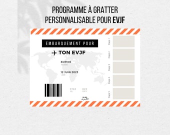 Carte à gratter pour EVJF, programme EVJF, carte personnalisable, future mariée, enterrement de vie de jeune fille, animation evjf