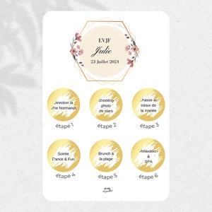 Carte itinéraire pour EVJF, programme EVJF, carte à gratter personnalisable, future mariée, enterrement vie de jeune fille, animation evjf image 3